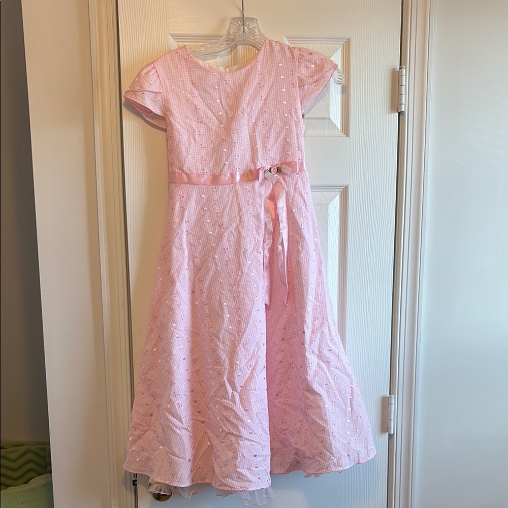 Pink Cap Sleeve Dress with Bow Detail